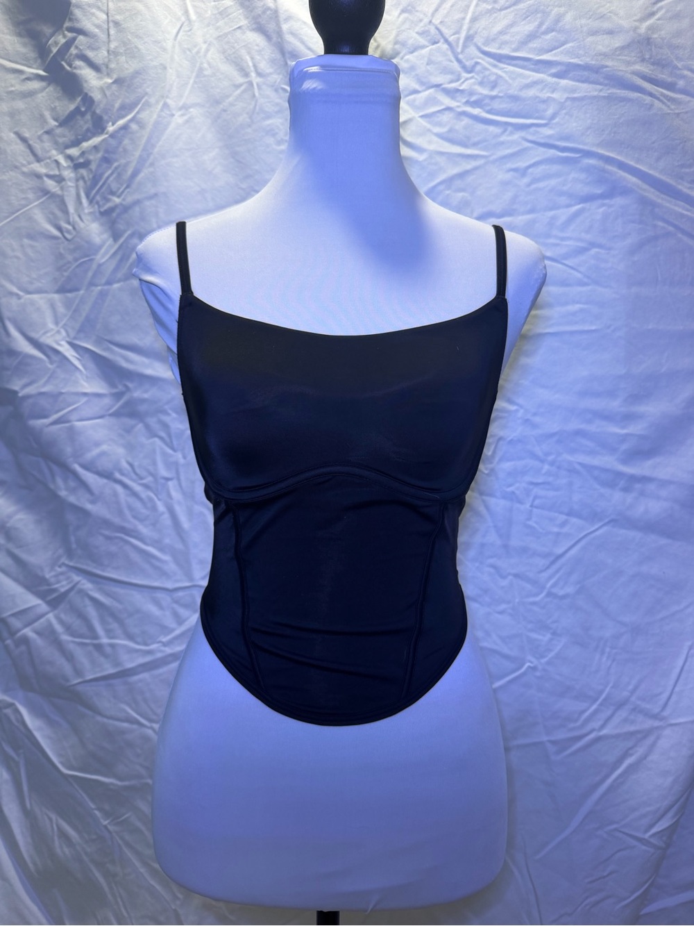 Pink Corset Black Crop Cami with Adjustable Straps